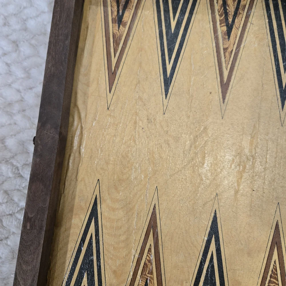 Vintage Wooden Checkers Backgammon Set Folding Board Games Rustic Decor. - Picture 8 of 16